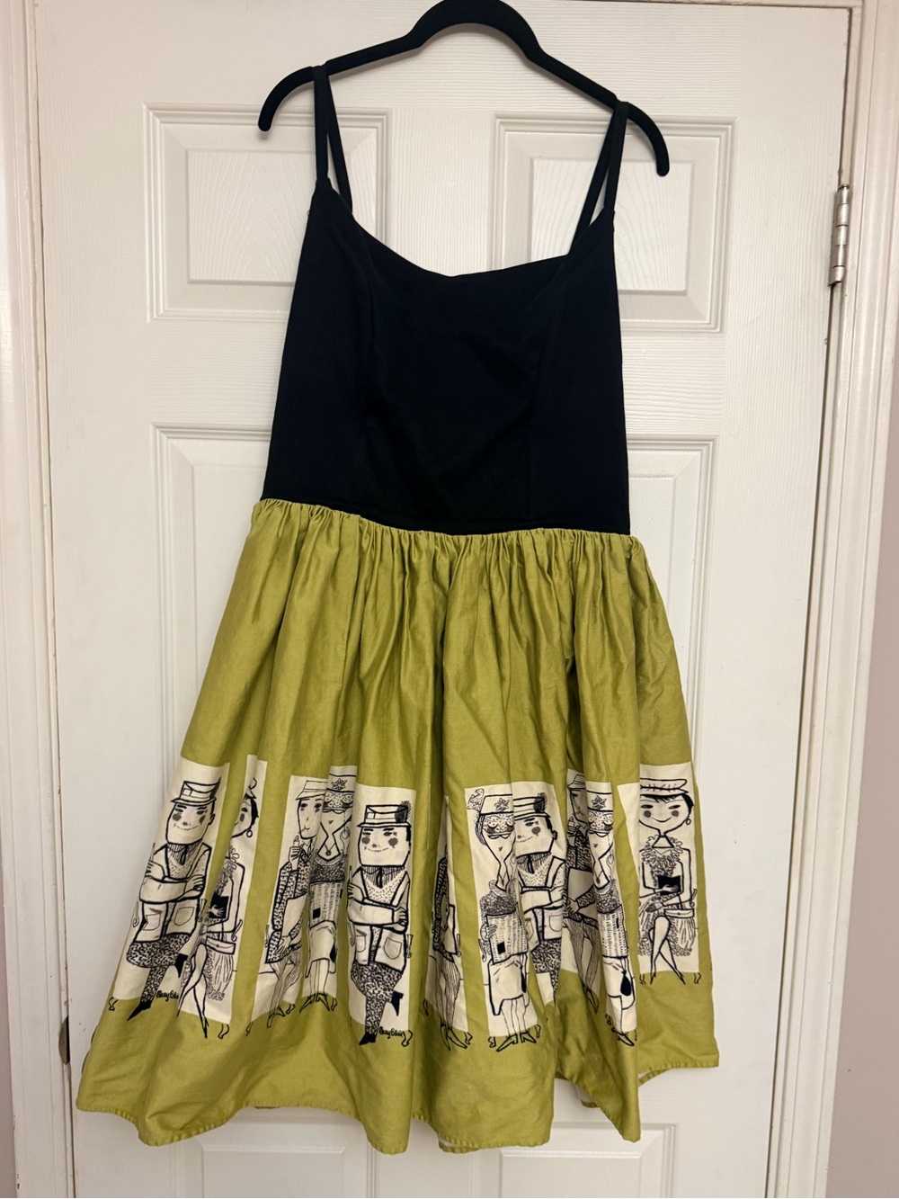 Pin up Couture x Mary Blair Black & Olive Green Printed Skirt Dress